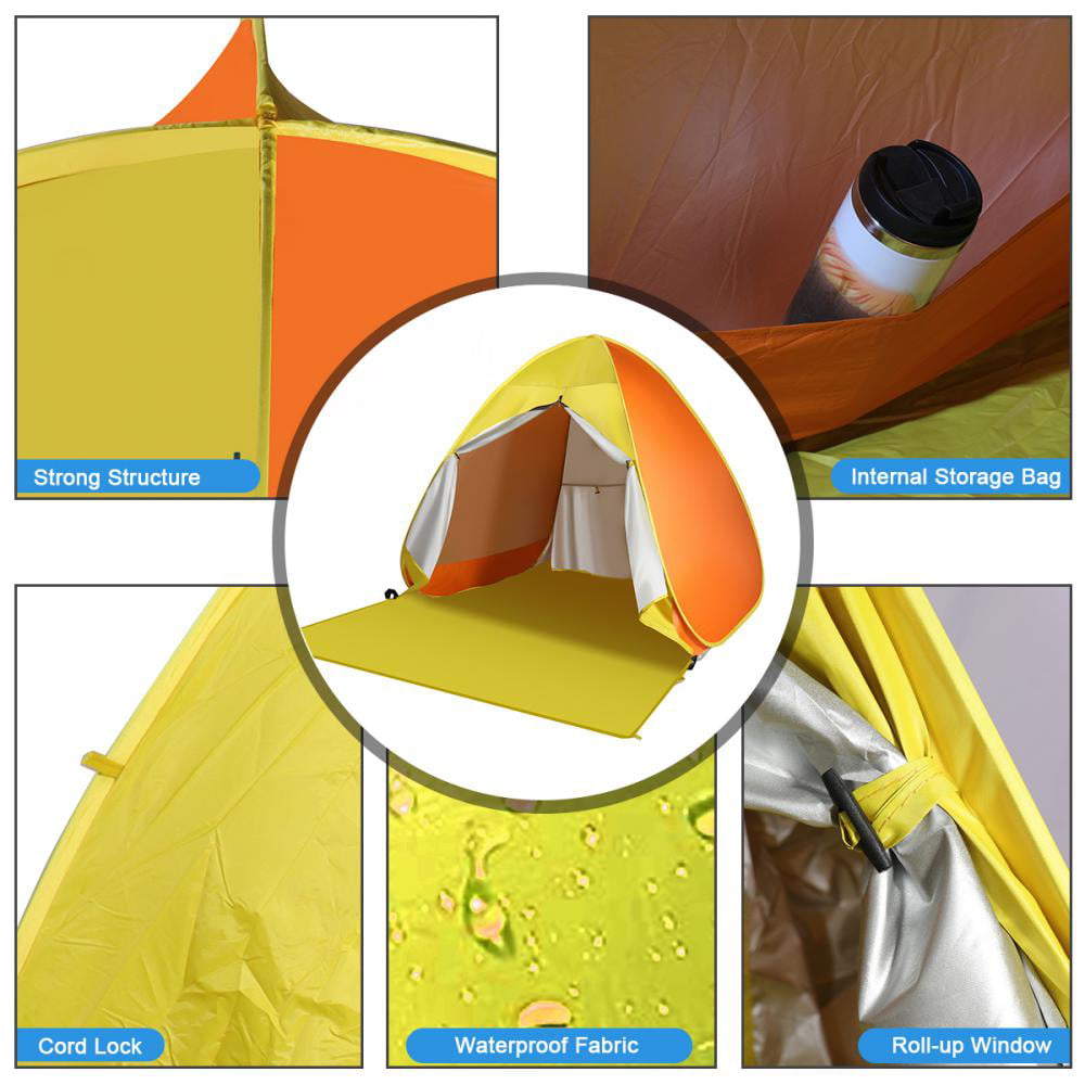 Pop Up Beach Tent， Mini Size Beach Shelter Tent for UPF 50 UV Protection， Instant Portable Beach Sun Shade Tent with Carry Bag