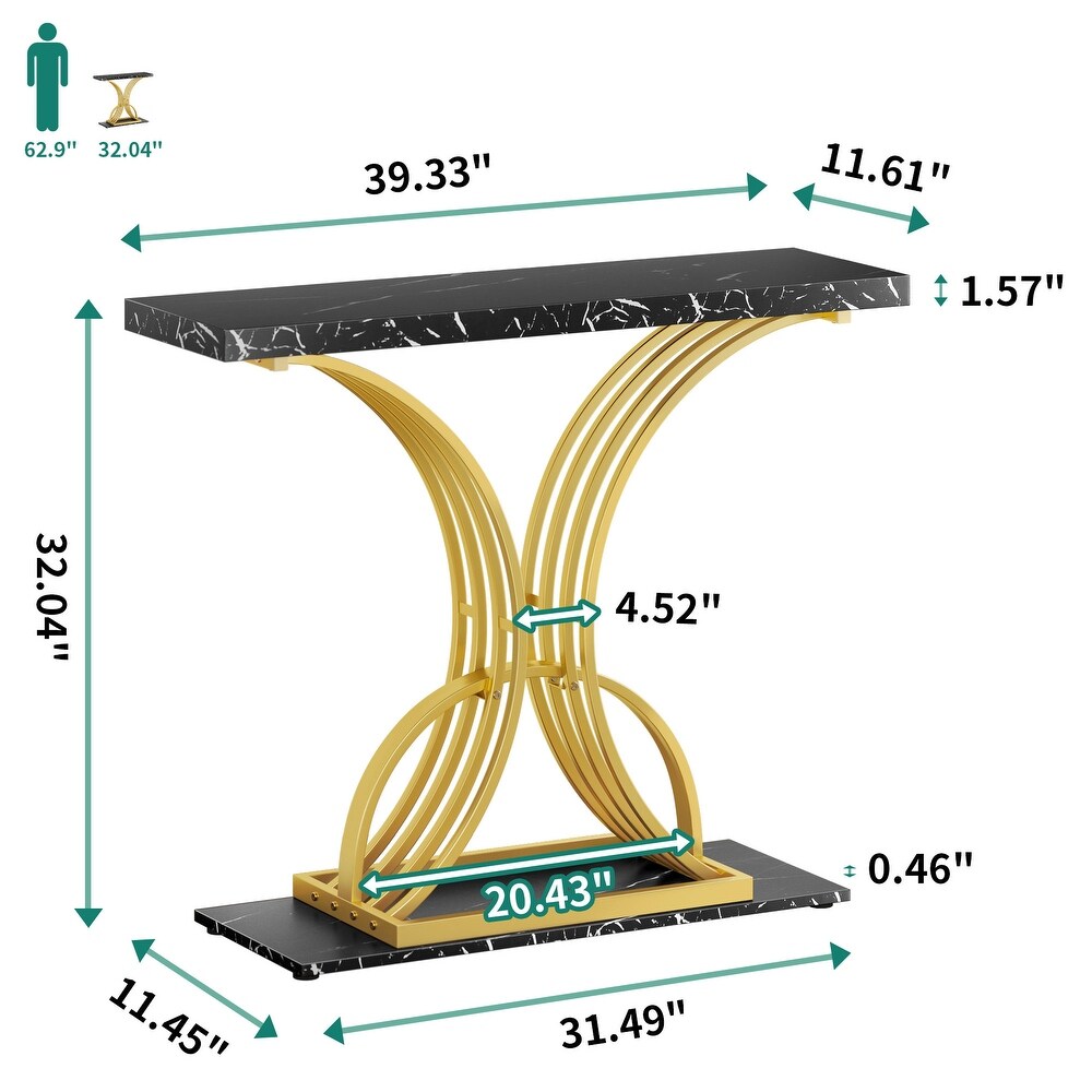 Modern Gold Console Sofa Table with Marbling Top for Entryway Hallway