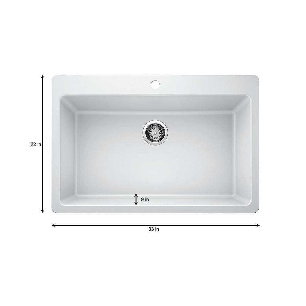 Glacier Bay Drop-inUndermount Granite Composite 33 in. Single Bowl Kitchen Sink in White 442801