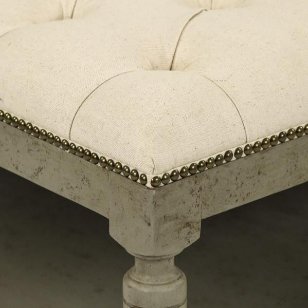 Ottoman Square Cream Oyster Gray   Farmhouse   Footstools And Ottomans   by EuroLuxHome  Houzz