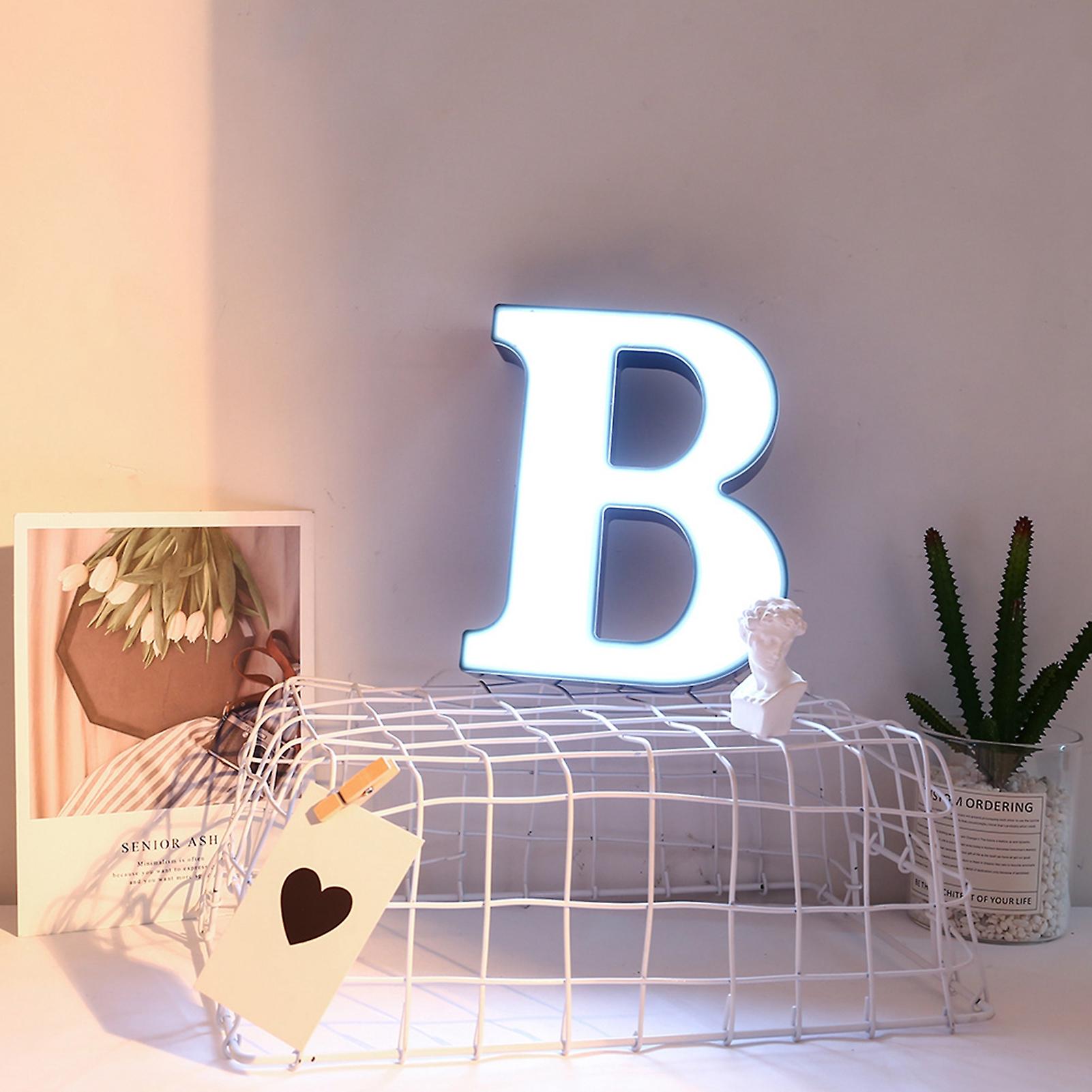 Plastic LED 26 English Alphabet Night Lamp Letter Shape Decoration Light for Birthday Propose ConfessionB White Light