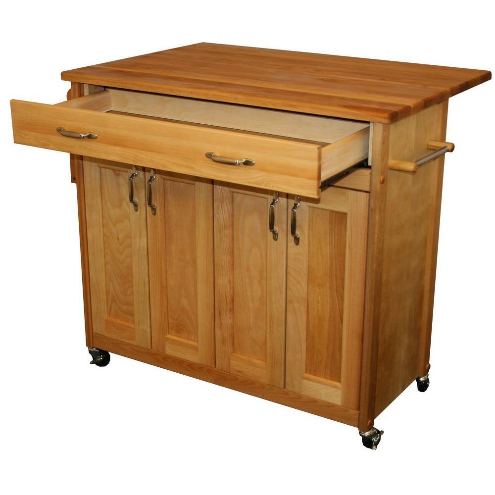 Catskill Craftsmen Natural Wood Kitchen Cart with Drop Leaf 51538