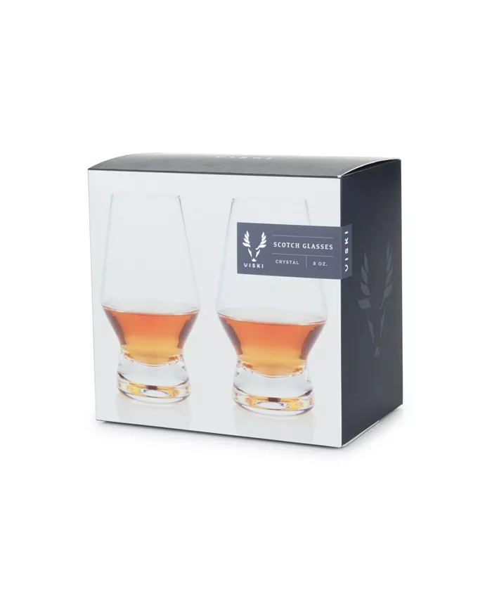 Viski Footed Crystal Scotch Glasses Set of 2 8 Oz