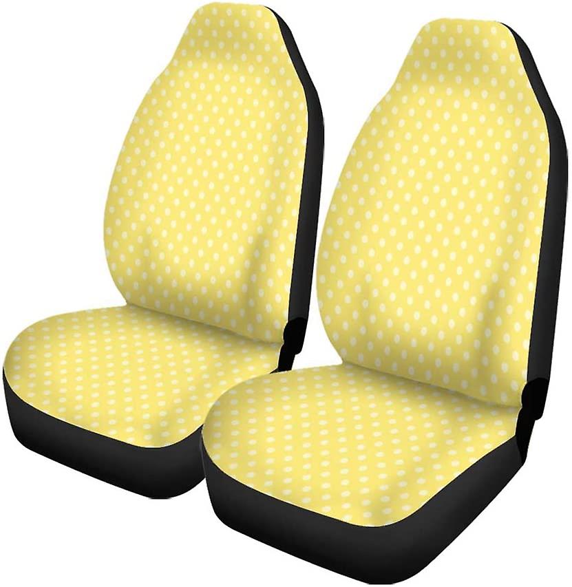 Set Of 2 Car Seat Covers Yellow Spots Universal Auto Front Seats Protector Fits For Car，suv Sedan，truck D---44191