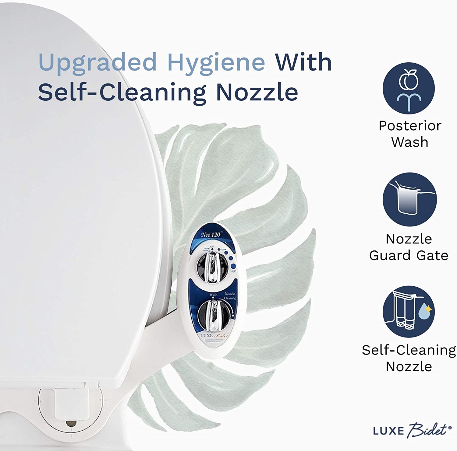 Luxe Bidet Neo 120， Self Cleaning Nozzle， Fresh Water Non-Electric Mechanical