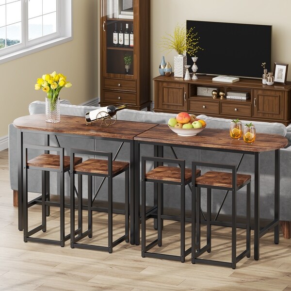 3-Piece Bar Table Set， Kitchen Pub Dining Table with 2 Bar Stools