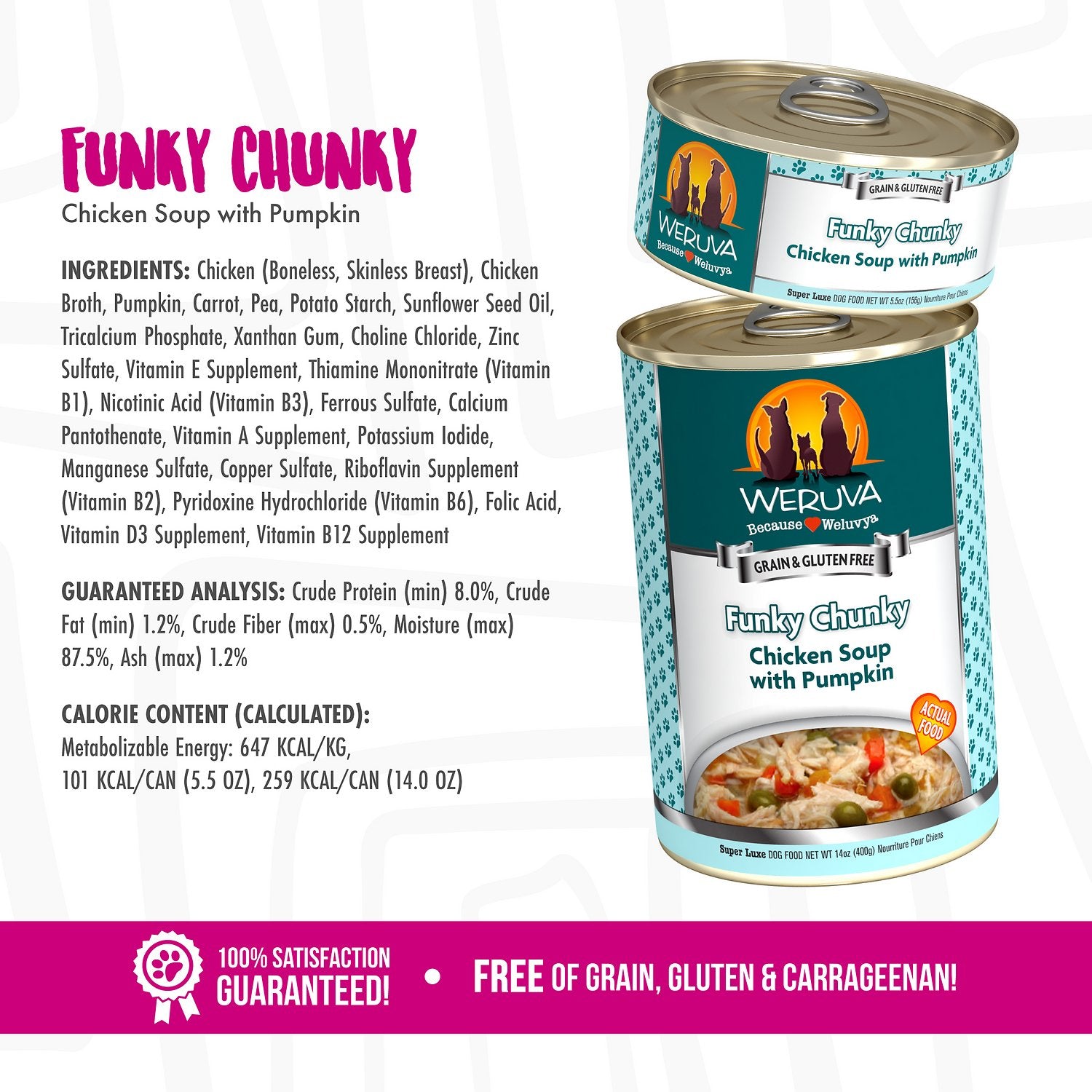 Weruva Funky Chunky Chicken Soup With Pumpkin Grain Free Wet Dog Food