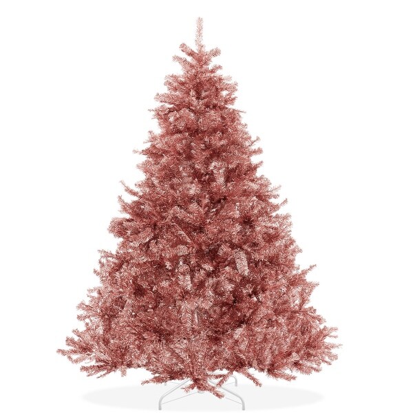 6FT Rose Gold Artificial Holiday Christmas Tree with Metal Stand