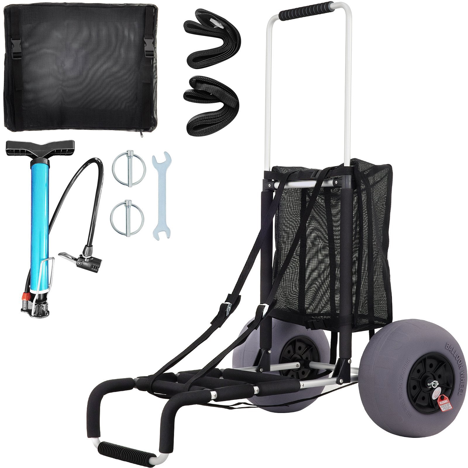 Best 165LBS Folding Beach Cargo Deck Cart W/ All-Terrain Balloon Tires