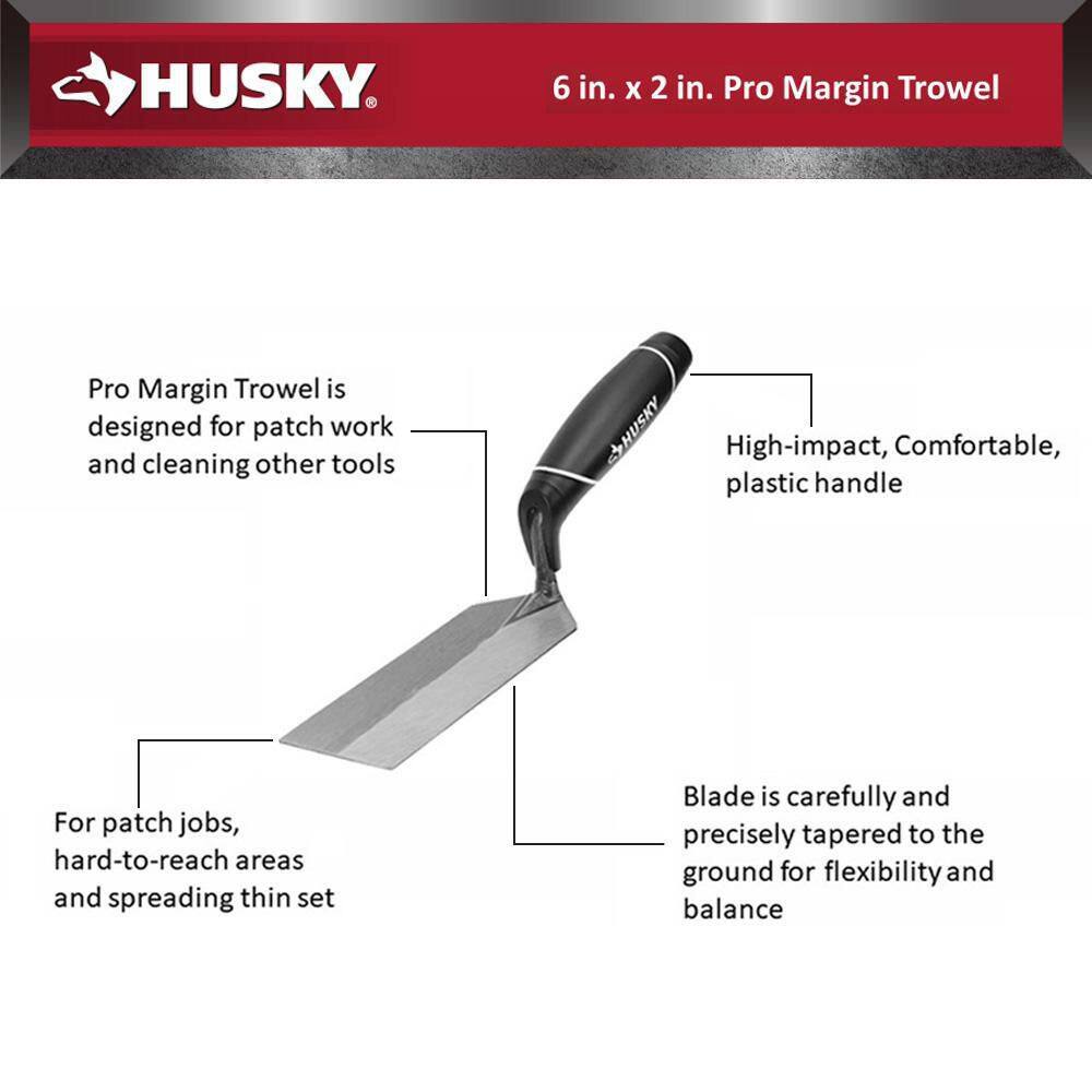 Husky 6 in. x 2 in. Pro Margin Trowel 57506