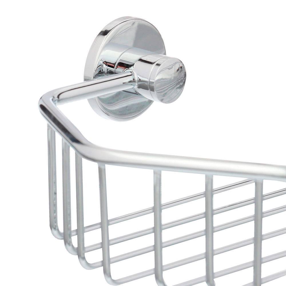 No Drilling Required Draad Rustproof Solid Brass Shower Caddy 11 in. Single Shelf Angled in Chrome DK140-CHR