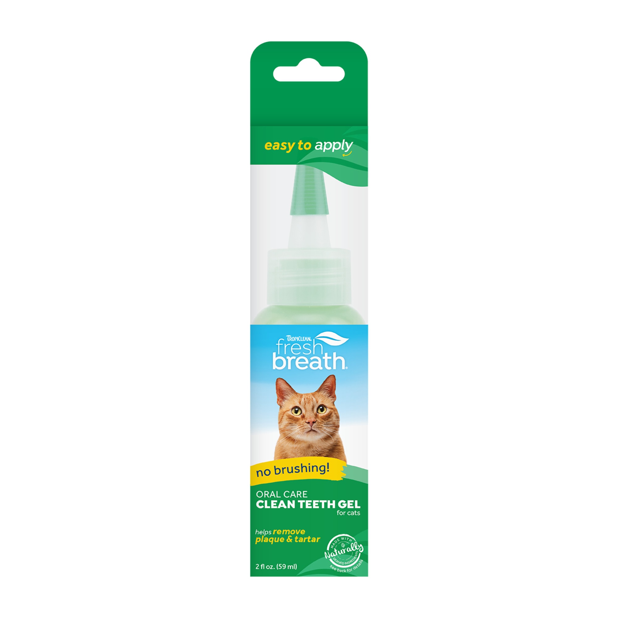 TropiClean Fresh Breath Oral Care Clean Teeth Gel for Cats， 2 fl. oz.