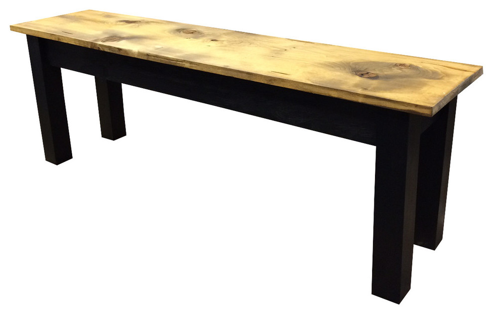 Barnwood And Black Bench   Upholstered Benches   by Ezekiel  ampStearns  Houzz