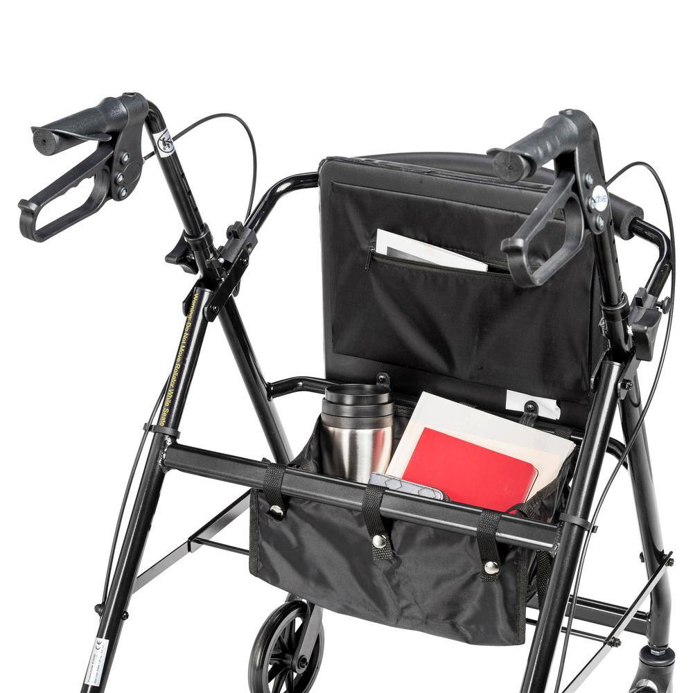 Drive Medical Rollator Rolling Walker with 6 in. Wheels Fold Up Removable Back Support and Padded Seat Black r726bk