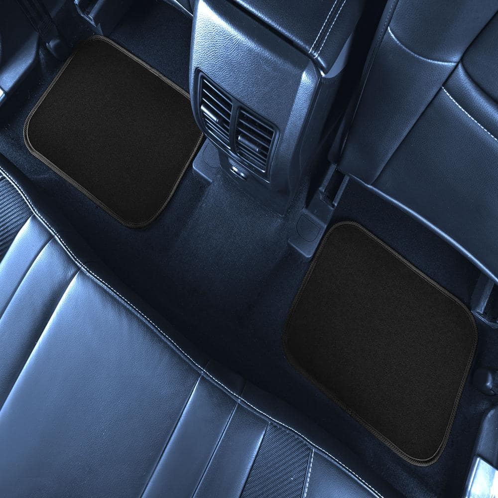 FH Group Black Color-Trimmed Liners Non-Slip Car Floor Mats with Rubber Heel Pad - Full Set DMF14503BLACK