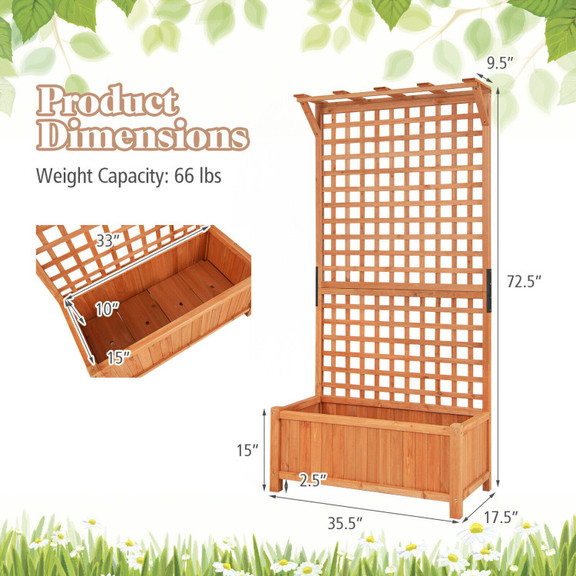 Costway 21496875 Raised Garden Bed with Trellis an...