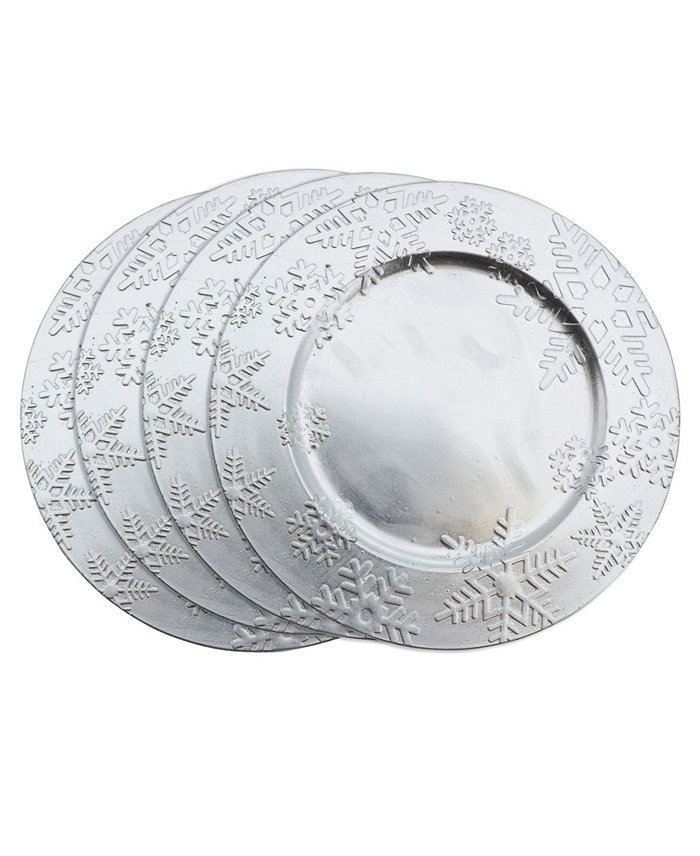 Saro Lifestyle Embossed Winter Snowflake Design Charger Plate Set of 4