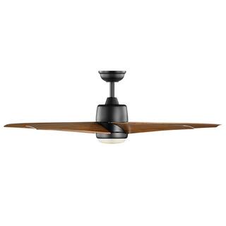 Hampton Bay Mena 54 in. White Color Changing Integrated LED IndoorOutdoor Matte Black Ceiling Fan with Light and Remote Control 58919