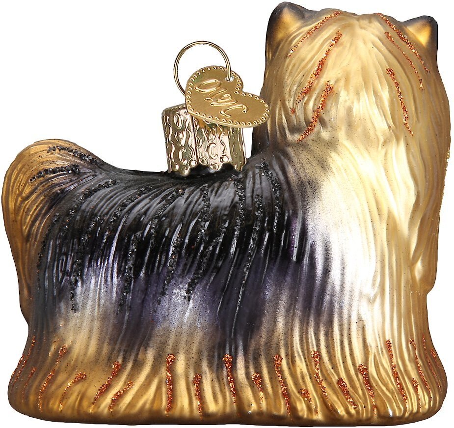 Old World Christmas Yorkie Glass Tree Ornament， 2.5-in