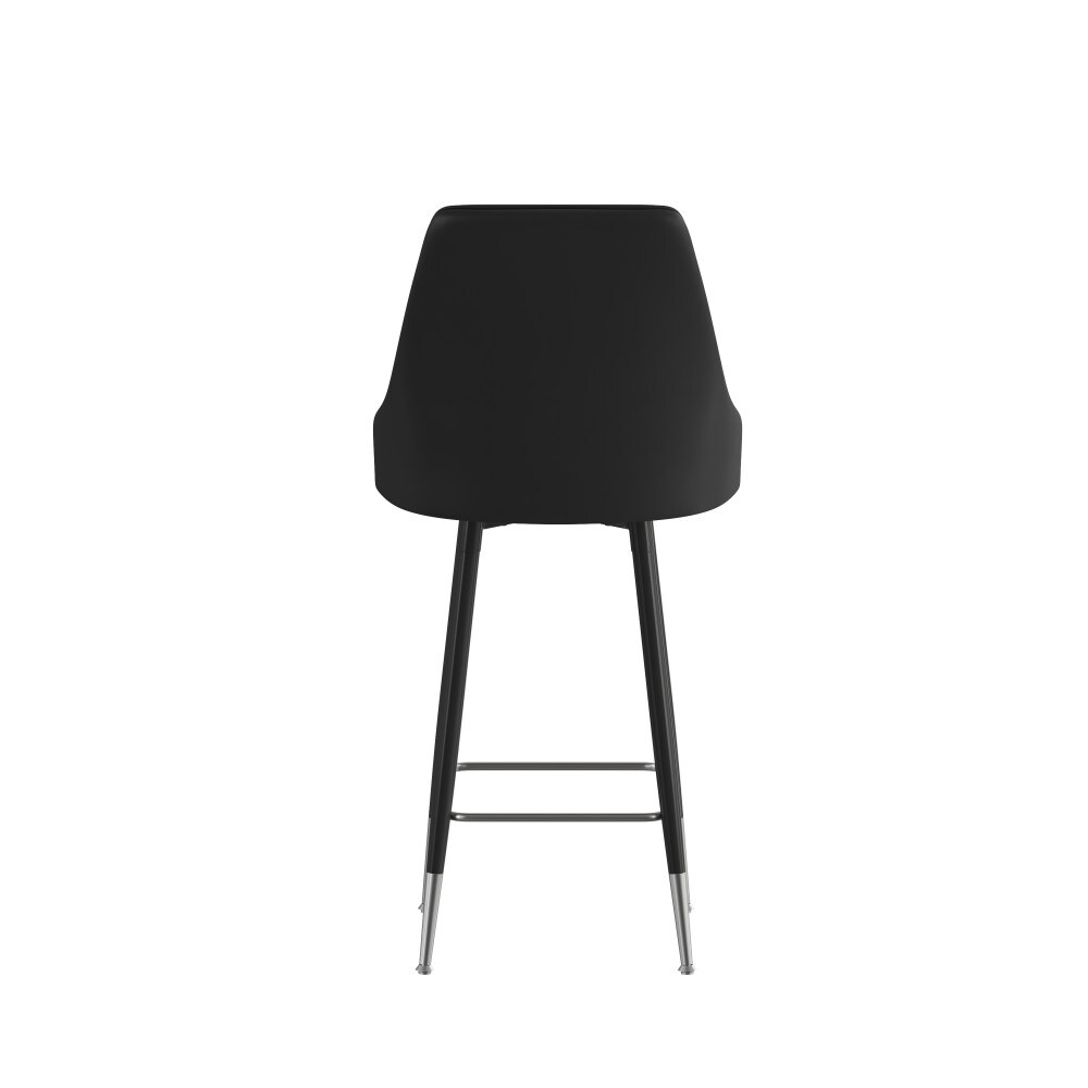 Armless Upholstered Counter Stools with Accented Metal Frames