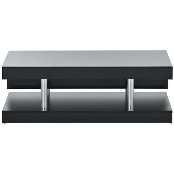 Modern 2-Tier Coffee Table with Silver Metal Legs