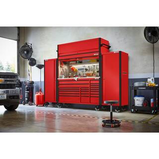 Husky 72 in. W x 24.5 in. D Professional Duty 20-Drawer Mobile Workbench Combo w 2 Side Lockers 2 Top Lockers and Top Hutch HPROSUITE5RED