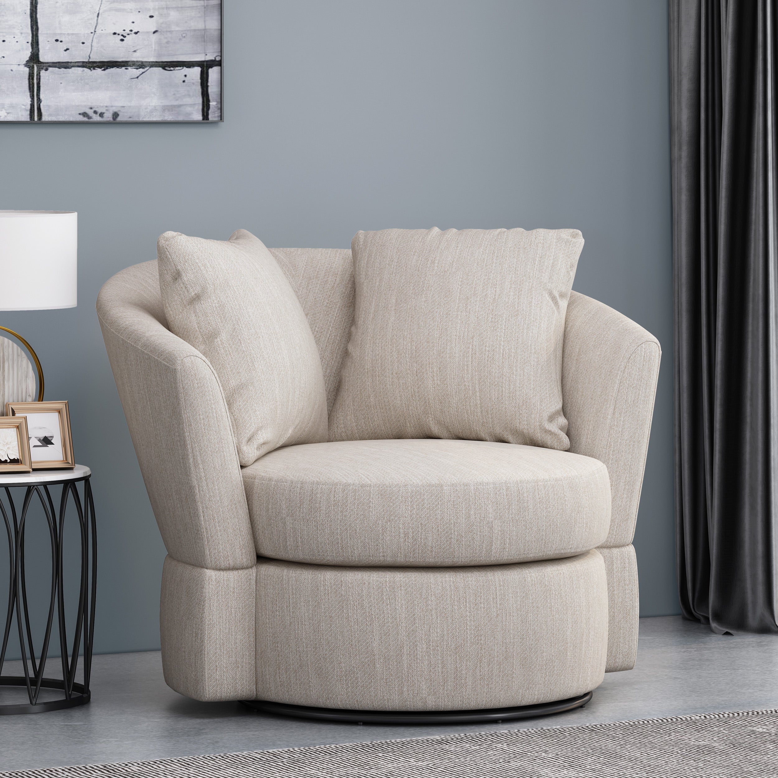 Dawson Contemporary Upholstered Swivel Club Chair