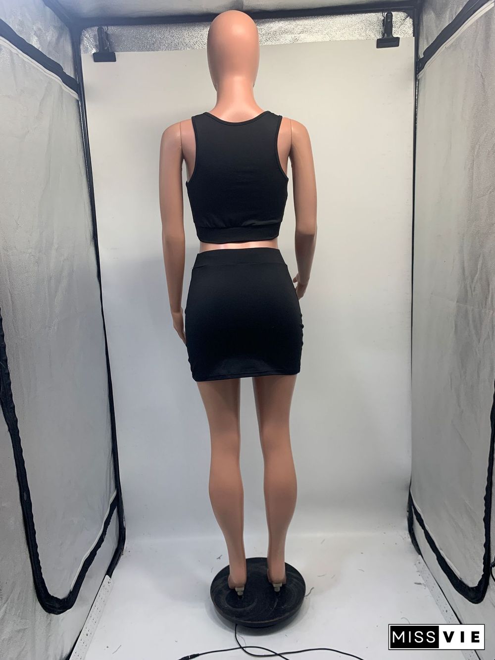 Sexy Black Tanks with Package Hip Mini Skirt