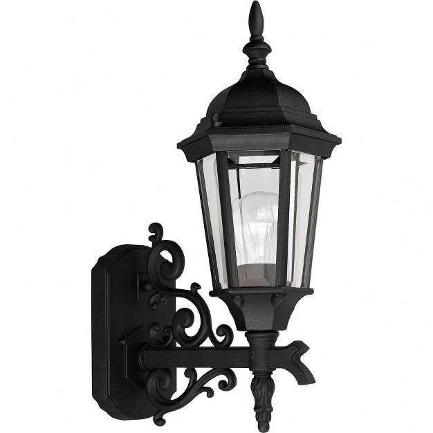 Progress Lighting Welbourne 1 light Outdoor Wall Lantern Textured Black Clear Beveled Glass