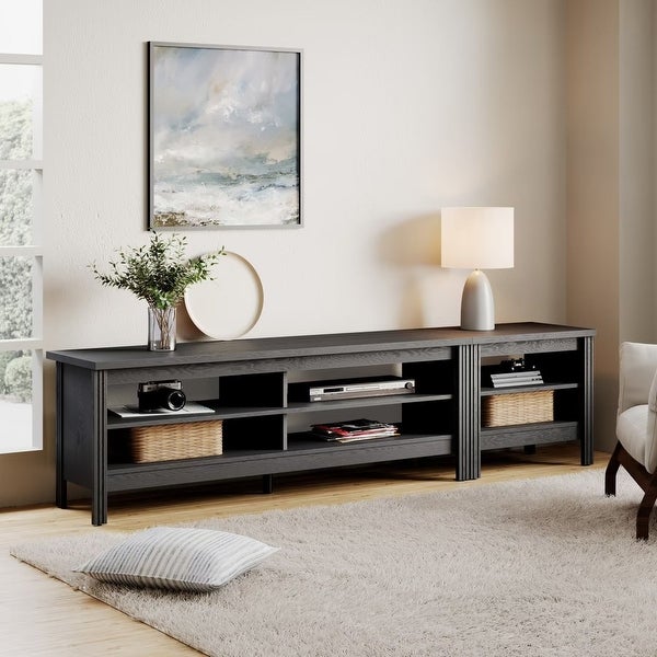 Black TV Stand for 75/85/100 Inch TV， Television Stand and End Table Set