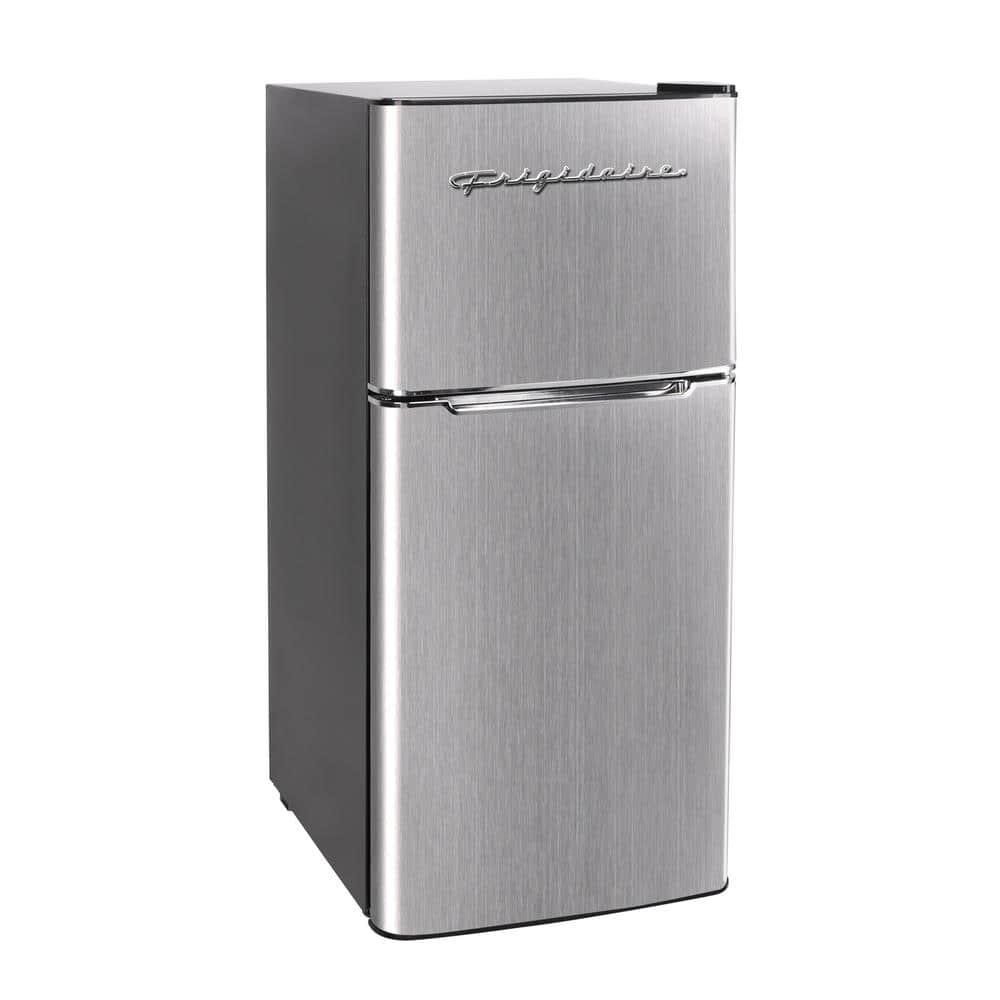 Frigidaire 45 cu ft 2 Door Mini Fridge in Chrome Trim and Platinum Design with Freezer and Manual Defrost