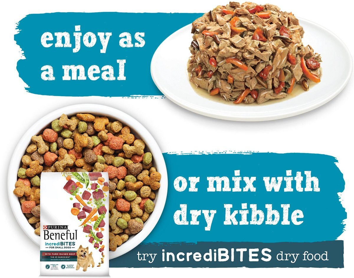 Purina Beneful IncrediBites With Salmon， Tomatoes， Carrots and Wild Rice Canned Dog Food