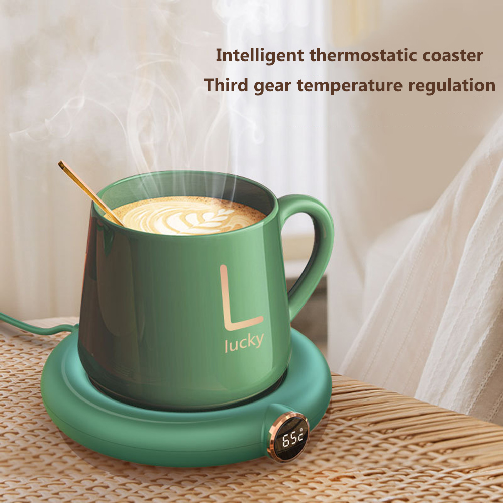 Electric Coffee Mug Heating Coaster Milk Hot Plate for Holiday Gifts (Green)