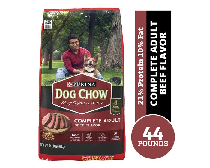 Purina Dog Chow Complete Adult， Beef， 44 lb. Bag