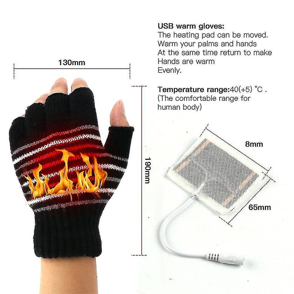 Winter Working Usb Heated Gloves Thermal Hand Warmer Gloves Full Half Finger