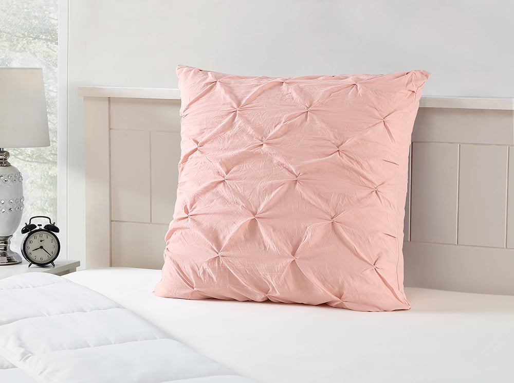 Mainstays Pink Pintuck Pleat Microfiber Square Sham， Euro Sham