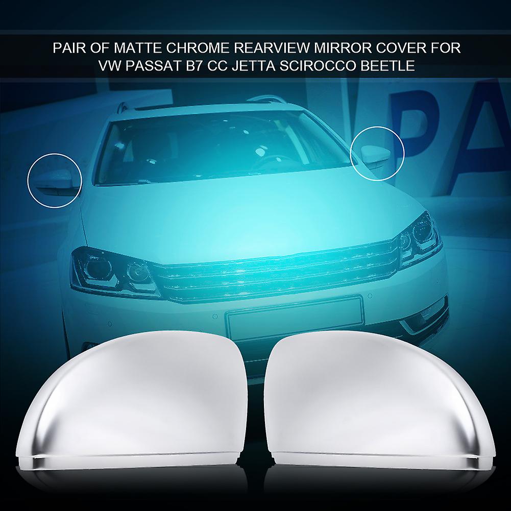 Pair Of Matte Chrome Rearview Mirror Cover Cap For  Passat B7 Cc Jetta Scirocco Beetle