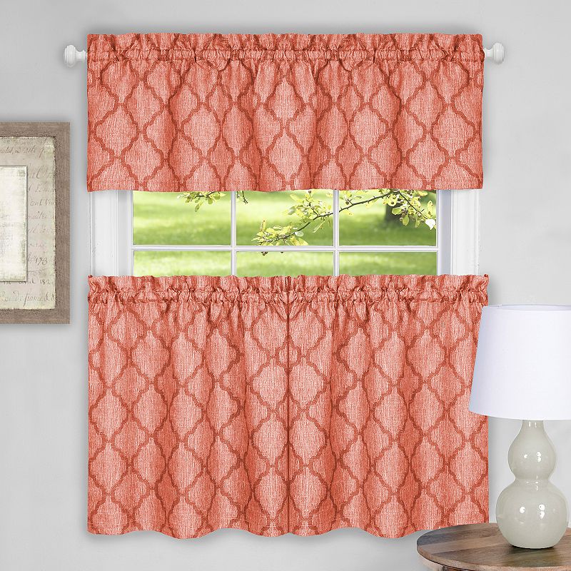 Achim Colby Trellis Tier and Valance Kitchen Curtain Set