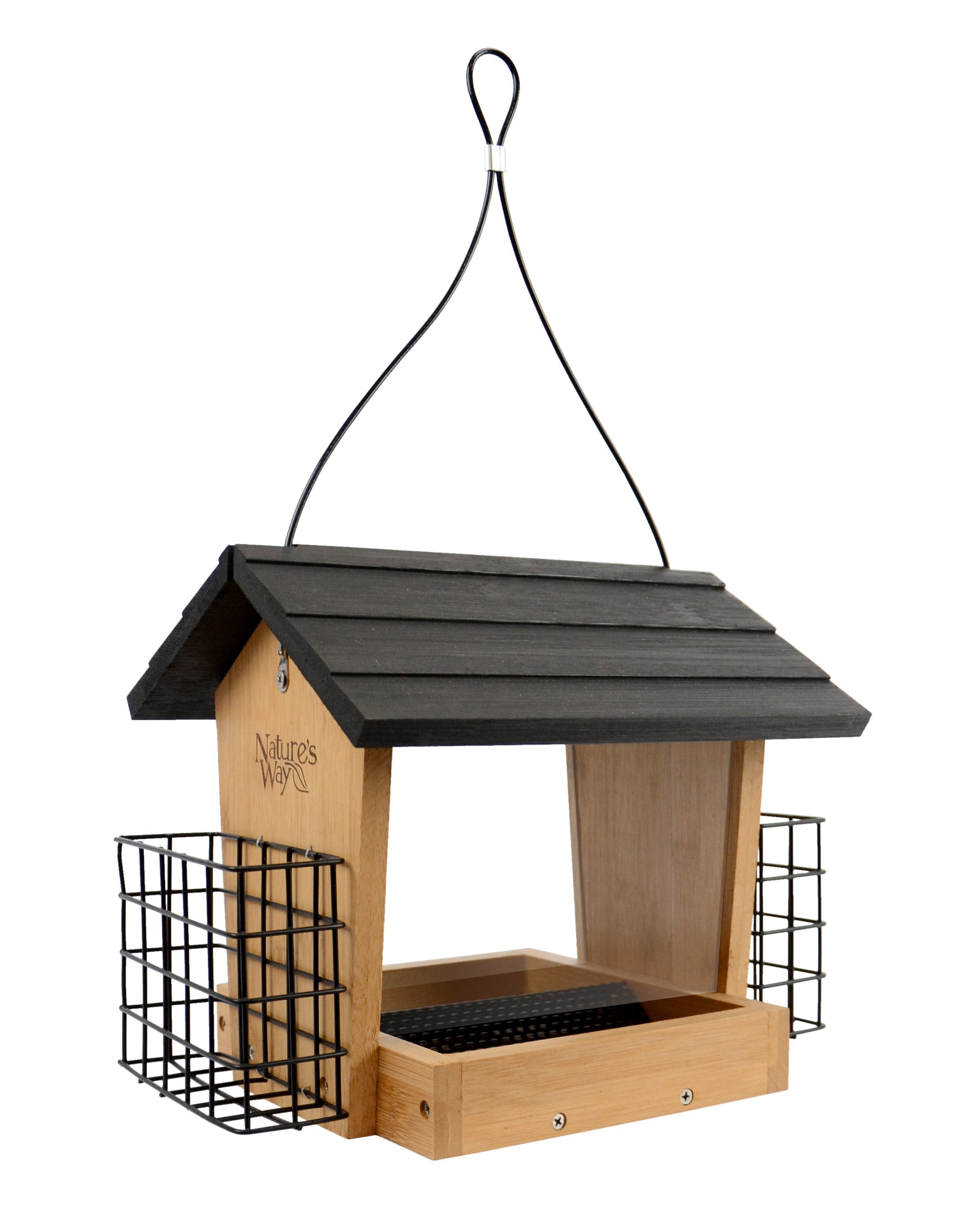 Bamboo - 3QT Hopper bird feeder w/suet