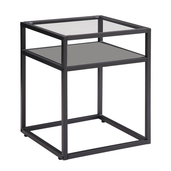 2-Tier Tempered Glass Top End Table