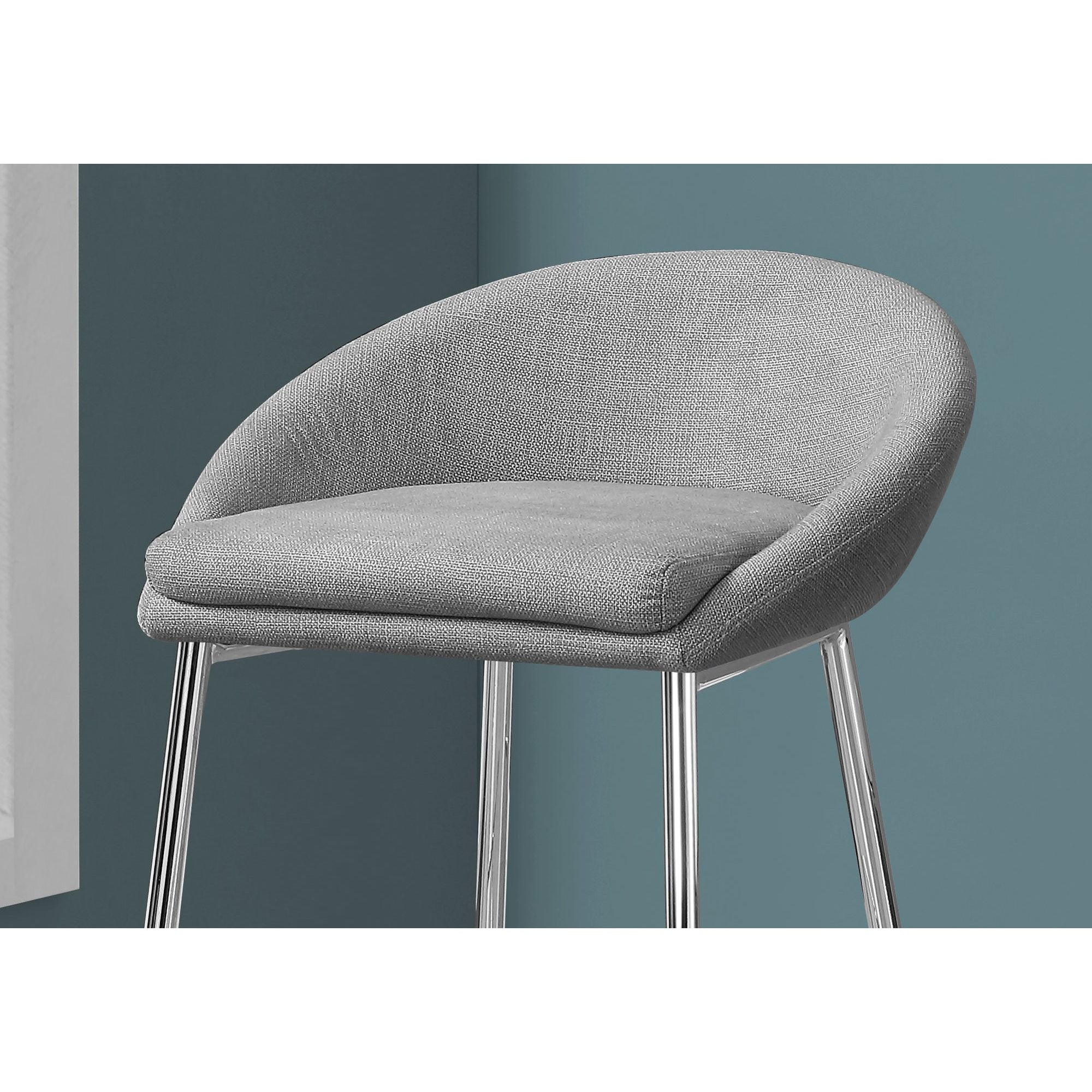 Set of 2 Gray Contemporary Upholstered Barstools with Back 35.75