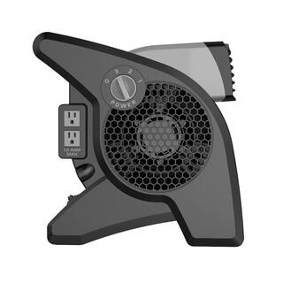 Lasko 11.2 in. 3 Speeds Blower Fan in Gray with Carry Handle Circuit Breaker Power Outlets High Velocity Utility Pivoting U15610