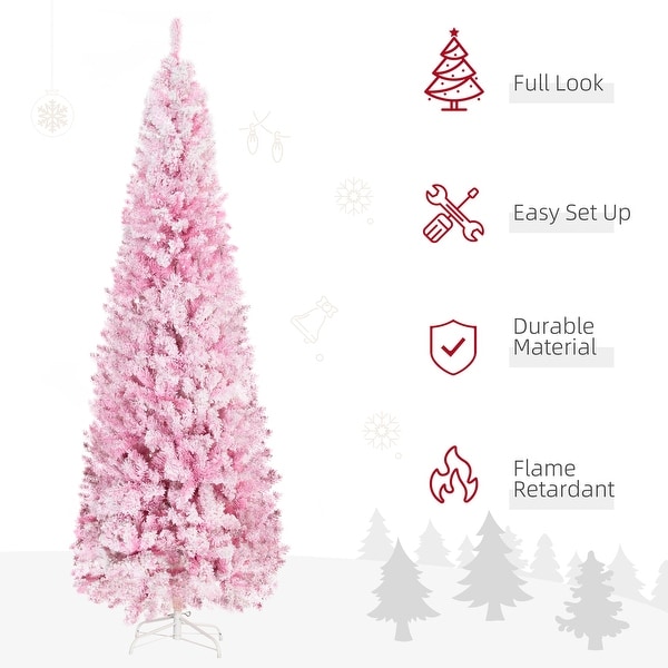 HOMCOM Artificial Colored Slim Flocked Christmas Tree with Stand