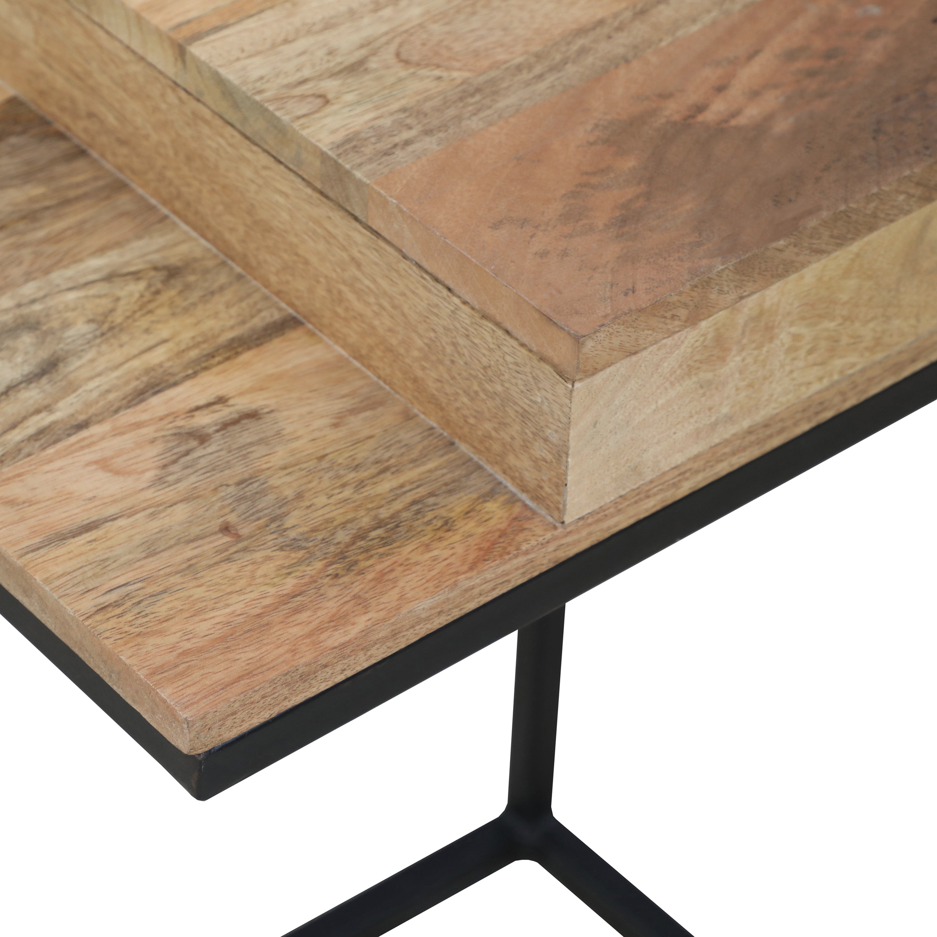 Rosita Industrial Mango Wood C-Shaped End Table