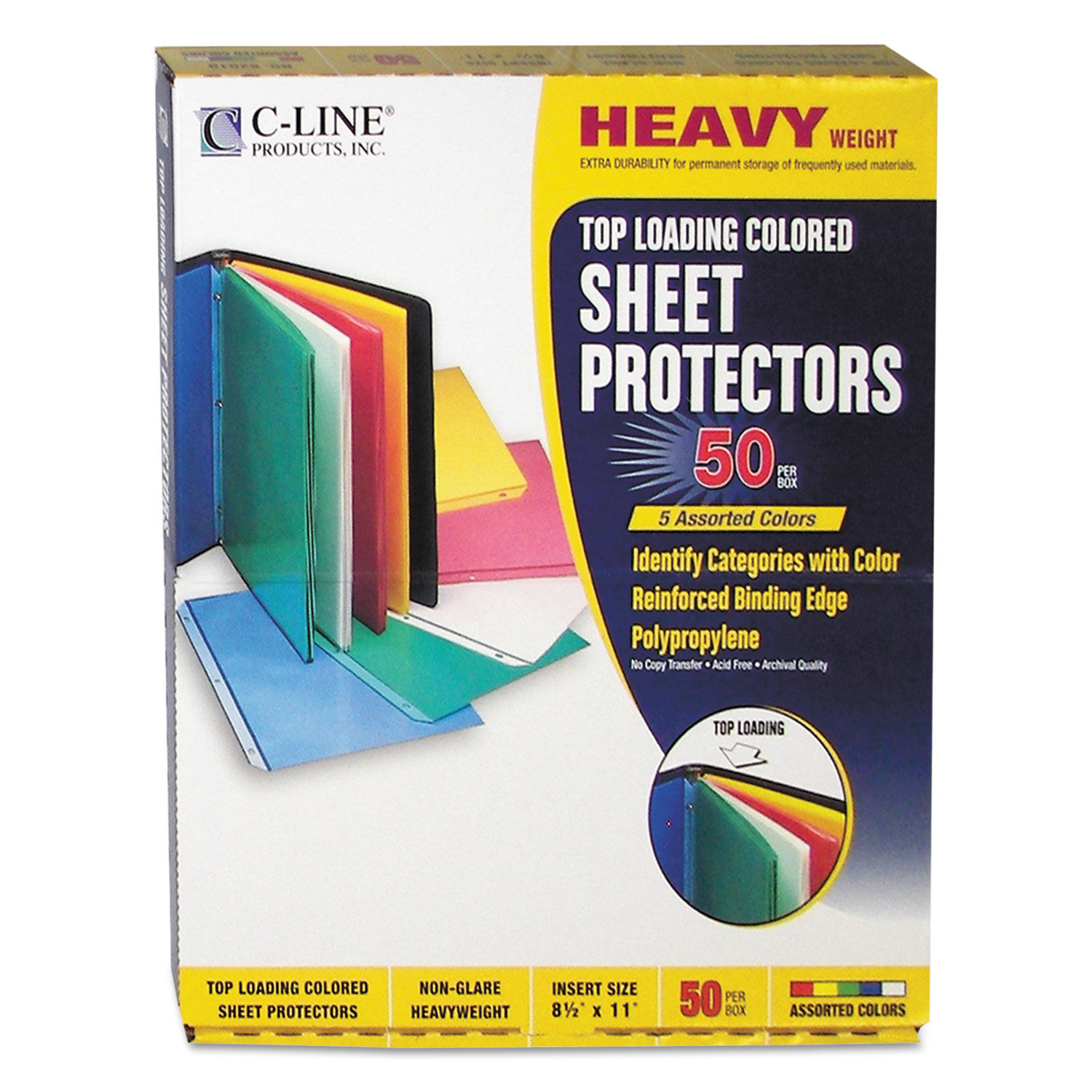 Colored Polypropylene Sheet Protectors by C-Lineandreg; CLI62010