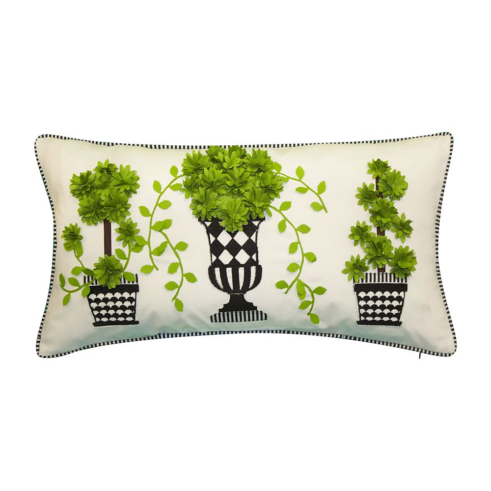 Edie @ Home Dimensional Indoor and Outdoor Potted Topiary Throw Pillow