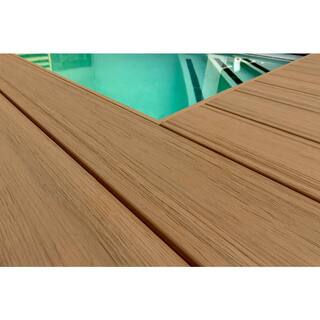 FORTRESS Infinity IS 5.35 in. x 6 in. Grooved Oasis Palm Brown Composite Deck Board Sample 194106110