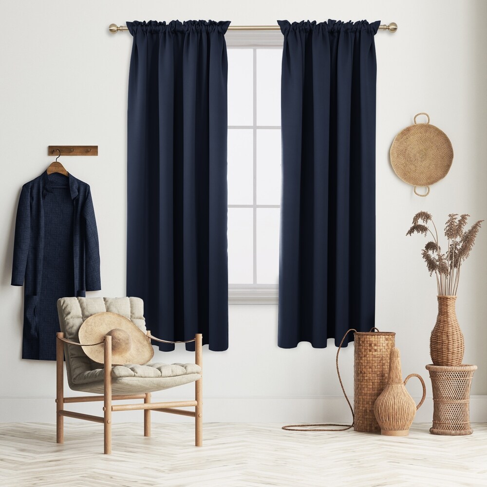 Deconovo Solid Rod Pocket 52 Width Curtain Panel Pair(2 Panel)