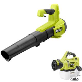 RYOBI ONE+ 18V 100 MPH 325 CFM Cordless Battery Jet Fan Blower w .5 Gal. Electrostatic Sprayer (Tool Only) P21013BTL-P2809BTL