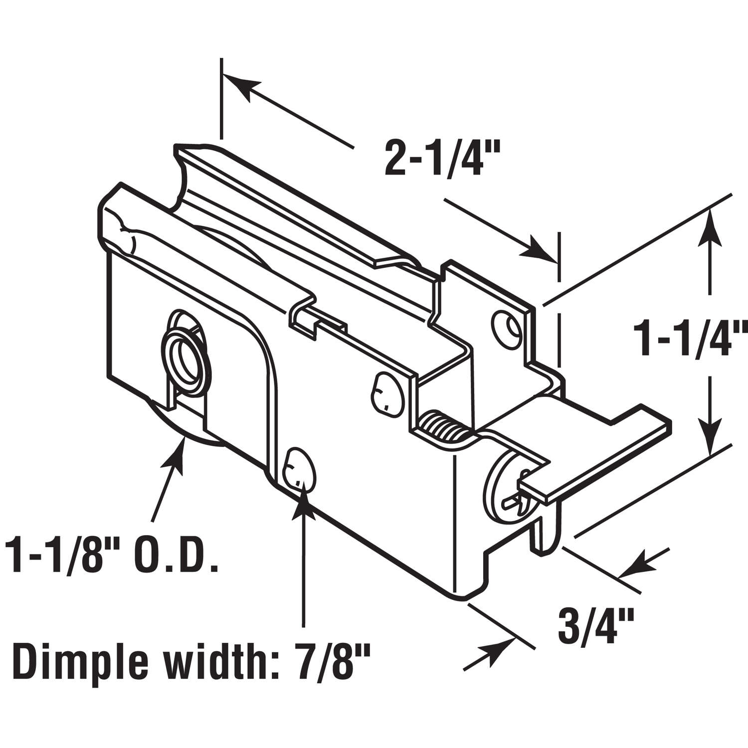 Prime-Line 1-1/8 in. D X 0.75 in. L Steel Roller Assembly 1 pk